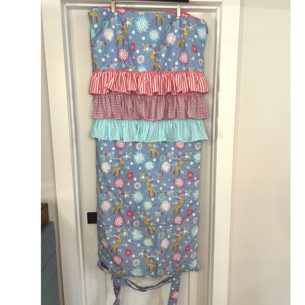 Matilda Jane Kids Winter Fawn Yearling Ruffle Plush Lined Sleeping Bag Floral